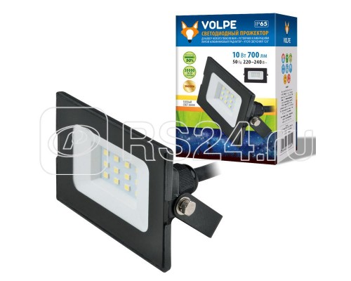 Прожектор светодиодный ULF-Q513 10W/DW IP65 220-240В BLACK корпус черн. Volpe UL-00003983