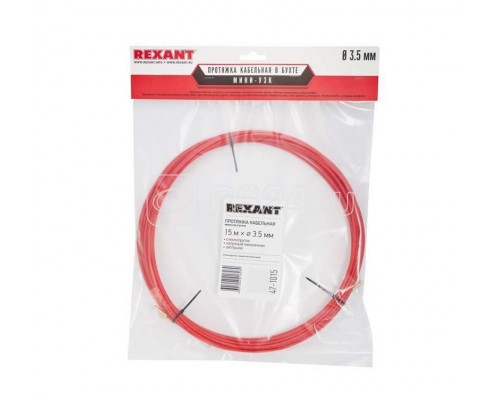 Протяжка кабельная (мини УЗК в бухте) 15м стеклопруток d3.5мм красн. REXANT 47-1015