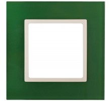 Рамка 1-м 14-5101-27 стекло Elegance зеленый+сл. кость ЭРА Б0034481