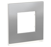 Рамка 1-м UNICA PURE горизонт. алюм. мат./бел. SchE NU600280