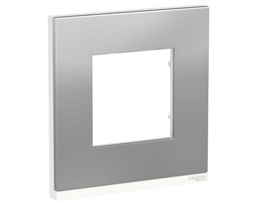 Рамка 1-м UNICA PURE горизонт. алюм. мат./бел. SchE NU600280