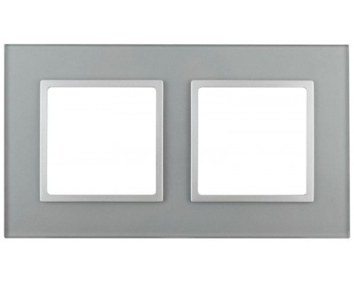 Рамка 2-м 14-5102-03 стекло Elegance алюминий+алюм ЭРА Б0034490