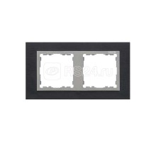 Рамка 2-м Simon82 Nature сталь мат. черн. вставка алюм. Simon 82927-38