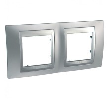 Рамка 2-м Unica Top горизонт. хром мат./алюм. SchE MGU66.004.038