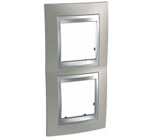 Рамка 2-м Unica Top верт. никель/алюм. SchE MGU66.004V.039