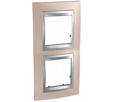 Рамка 2-м Unica Top верт. оникс/алюм. SchE MGU66.004V.096