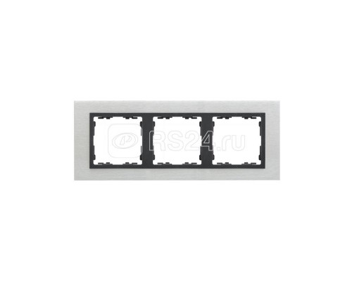 Рамка 3-м Simon82 Nature сталь мат. вставка графит Simon 82837-31