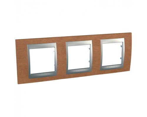 Рамка 3-м Unica Top вишня/алюм. SchE MGU66.006.0M2