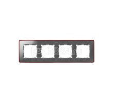 Рамка 4-м Simon82 Detail холодный алюм.; основание красн. Simon 8201640-255