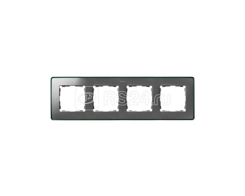 Рамка 4-м Simon82 Detail холодный алюм.; основание зел. Simon 8201640-253
