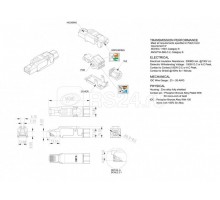 Разъем PLUF-8P8C-S-C6-SH RJ45 (8P8C) под витую пару полевая заделка кат.6 экран. для ож кабеля (общ. dкабеля 6-8мм 23-26 AWG) Hyperline 264783