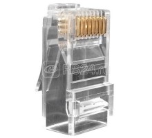 Разъем PLUG-8P8C-UV-C6-100 RJ45(8P8C) под витую пару кат.6 (50 µ/ 50 мкр. дюйм) универс. (для ож и мж кабеля) со вставкой (уп.100шт) Hyperline 49364