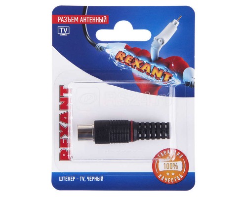 Разъем антенный на кабель штекер-TV черн. блист. Rexant 06-0013-A