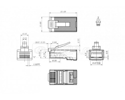 Разъем легкой оконцовки PLEZ-8P8C-U-C5-SH-100 RJ-45 (8P8C) под витую пару кат.5e (50 µ/ 50 микродюймов) экранир. универс. (для ож и мж кабеля) (уп.100шт) Hyperline 403342