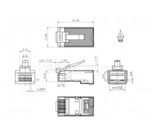 Разъем легкой оконцовки PLEZ-8P8C-U-C6-SH-100 RJ-45 (8P8C) под витую пару кат.6 (50 µ/ 50 микродюймов) экранир. универс. (для ож и мж кабеля) (уп.100шт) Hyperline 403344