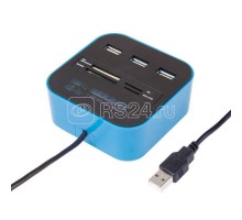 Разветвитель USB на 3 порта + картридер (все в одном) черн. Rexant 18-4121