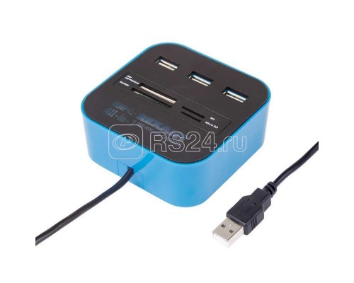 Разветвитель USB на 3 порта + картридер (все в одном) черн. Rexant 18-4121