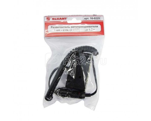 Разветвитель автоприкуривателя (2гн+2хUSB 5В 1A) витой шнур 1.5м REXANT 16-0225