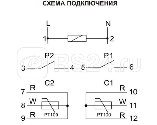 Регулятор температуры CRT-06 (от -100 до +400 град.C; микропроцессорный; многофункц.; ЖКИ индикация; с возможностью подкл. двух выносных датчиков РТ100; монтаж на DIN-рейке 35мм 230В AC 16А 2х1Z IP20) F&F EA07.001.011