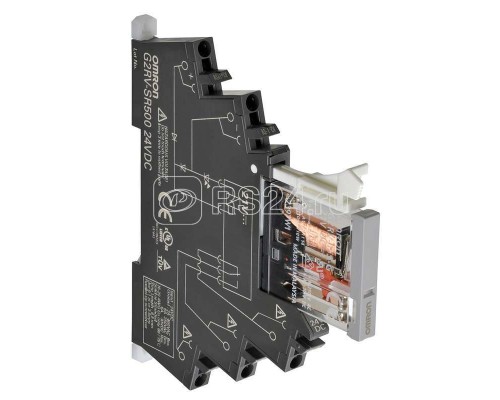 Реле G2RVSR501DC24BYOMB 6мм клеммы Push-in Plus тест. кнопка 24В DC 6А черн. Omron 678015