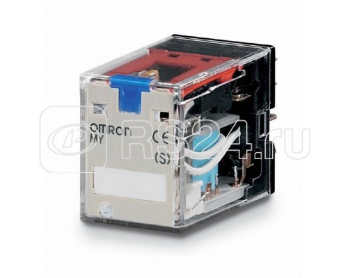 Реле MY-S DPDT MY2IN-D2 24В DC 24DC(S) со светодиодн.индикатором и блокир. тестовой кнопкой встроен. диод Omron 143510