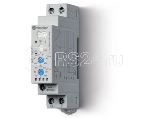 Реле контрольное для 1-фазных сетей пониженное/повышенное напряжение выход 1CO 10А модульное 17.5мм IP20 FINDER 701182302022PAS