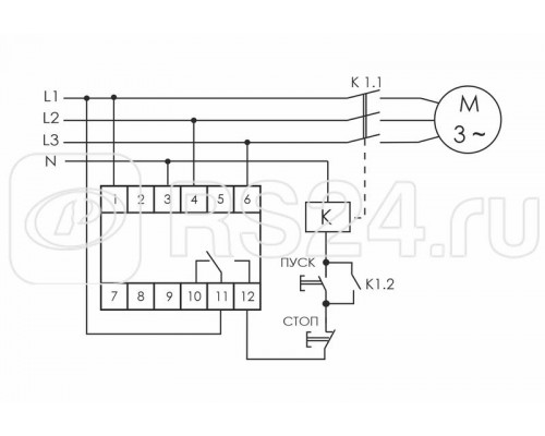 Реле контроля фаз CZF-310 (1 модуль; монтаж на DIN-рейке; 3х400/230+N 8А 1NO/NC IP20) F&F EA04.001.005