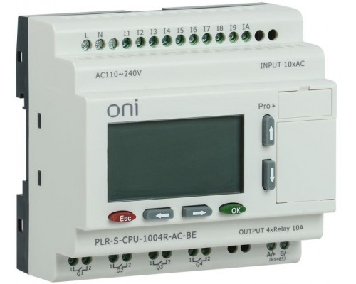 Реле логическое PLR-S. CPU1004(R) 220В AC с экраном ONI PLR-S-CPU-1004R-AC-BE