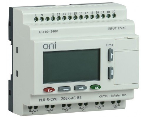 Реле логическое PLR-S. CPU1206(R) 220В AC с экраном ONI PLR-S-CPU-1206R-AC-BE