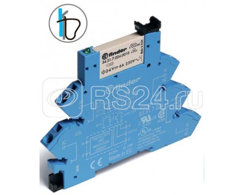 Реле модульное интерфейсное 1 перек. контакт 6А 250В 240В AC/DC FINDER 386102400060