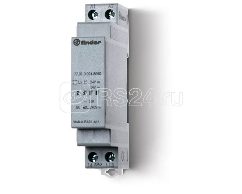 Реле модульное твердотельное выход 7А 125В DC 6...24В DC 17.5мм IP20 FINDER 770190249125PAS