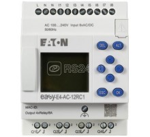 Реле программируемое EASY-E4-AC-12RC1 100/240В AC/DC цифровые 8 DI 4DO реле 8А дисплей+клавиатура часы реального времени Ethernet RJ45 EATON 197215