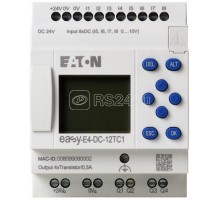 Реле программируемое EASY-E4-UC-12RC1 12/24В DC 24V AC цифровые 8 DI (4 могут использоваться как как аналог.) 4DO реле 8А дисплей+клавиатура часы реального времени Ethernet RJ45 EATON 197213