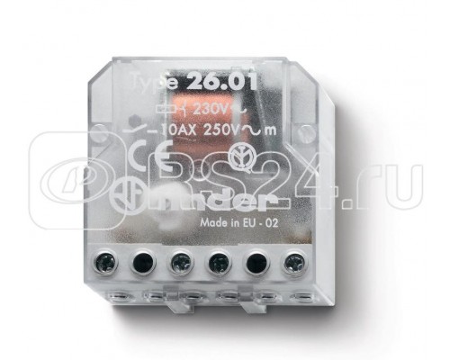 Реле шаговое электромеханич. 1NO 10А 2 состояния AgNi 230В AC монтаж в коробке IP20 FINDER 260182300000