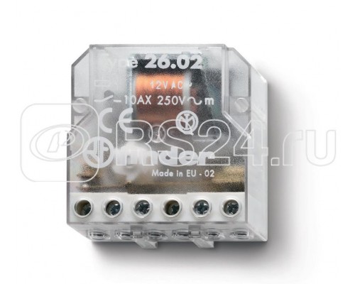 Реле шаговое электромеханич. 2NO 10А 2 состояния AgNi 230В AC монтаж в коробке IP20 FINDER 260282300000