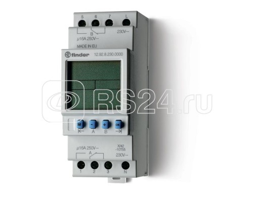 Реле времени цифровое ASTRO монтаж на рейку 35мм 2CO 16А 230В AC 35.8мм IP20 FINDER 129282300000