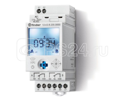 Реле времени цифровое недельное монтаж на рейку 35мм 2CO 16А 110230В AC/DC NFC 35мм IP20 FINDER 126282300000PAS