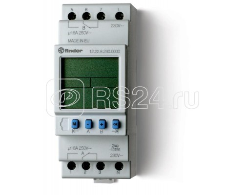 Реле времени цифровое недельное монтаж на рейку 35мм 2CO 16А 24В AC/DC 35.8мм IP20 FINDER 122200240000PAS