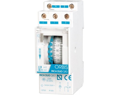 Реле времени модульное недельное INCA DUO QRS шаг 3.5ч с рез. Orbis OB330432