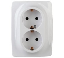 Розетка 12-2106-01 2х2P+E Schuko 16АХ-250В бел. ЭРА Б0031228