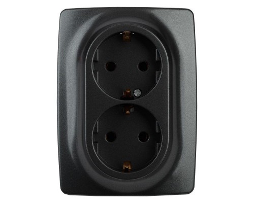 Розетка 12-2106-05 2х2P+E Schuko 16АХ-250В антрацит ЭРА Б0031232