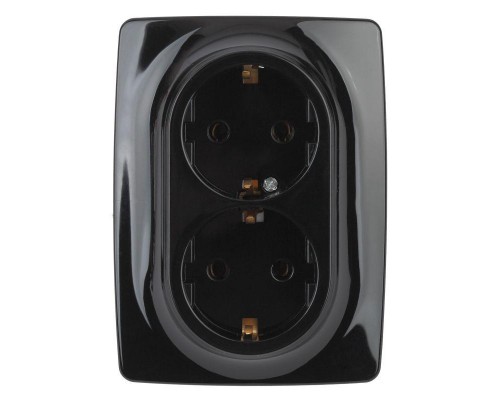 Розетка 12-2106-06 2х2P+E Schuko 16АХ-250В черн. ЭРА Б0031233