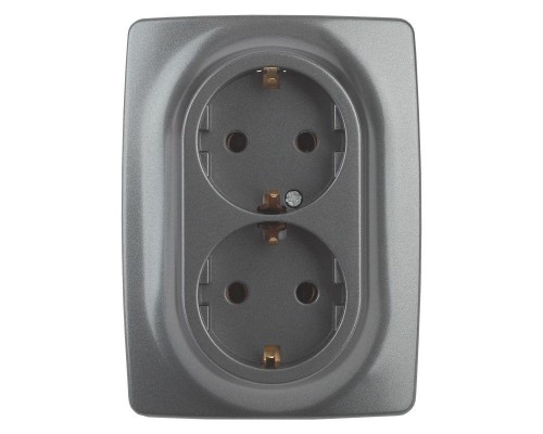 Розетка 12-2106-12 2х2P+E Schuko 16АХ-250В графит ЭРА Б0031234