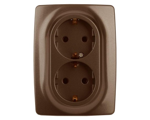Розетка 12-2106-13 2х2P+E Schuko 16АХ-250В бронза ЭРА Б0031235