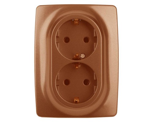 Розетка 12-2106-14 2х2P+E Schuko 16АХ-250В медь ЭРА Б0031236