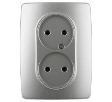 Розетка 12-2107-03 2х2P 16АХ-250В алюм. ЭРА Б0031240
