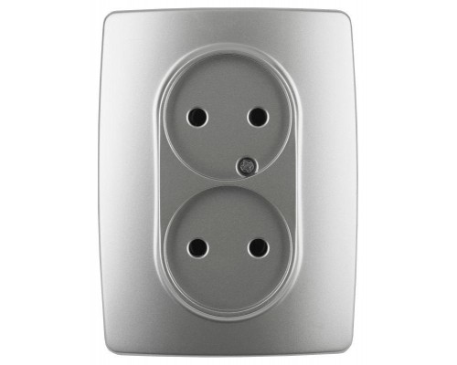 Розетка 12-2107-03 2х2P 16АХ-250В алюм. ЭРА Б0031240