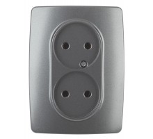 Розетка 12-2107-12 2х2P 16АХ-250В графит ЭРА Б0031244