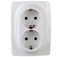Розетка 12-2116-01 2х2P+E Schuko 16АХ-250В винт бел. ЭРА Б0029238