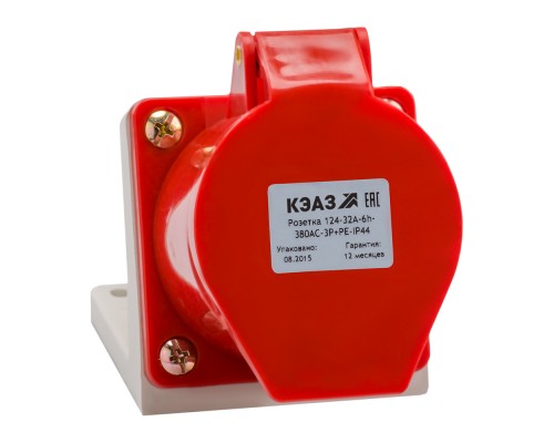 Розетка 134 63А 6h 380AC 3P+PE IP67 для монтажа на поверхность КЭАЗ 241220
